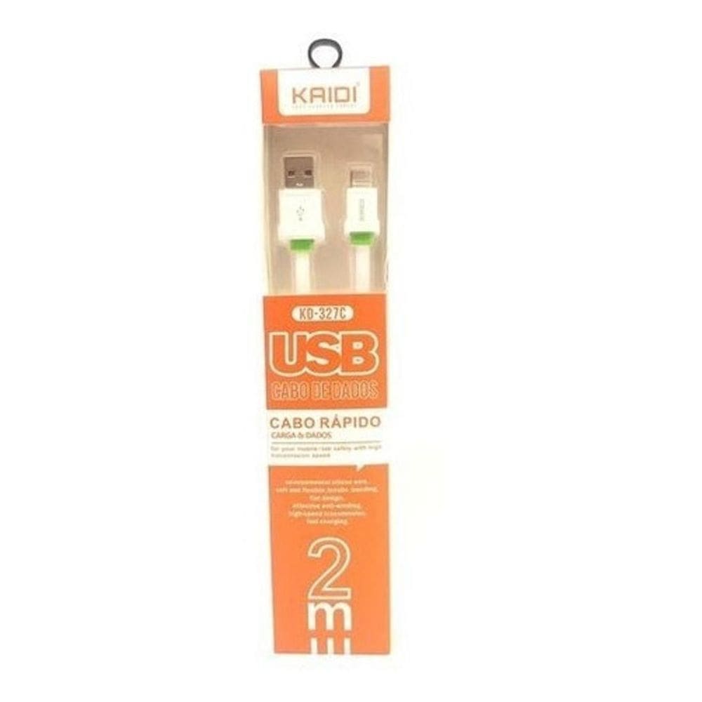 Cabo Carregador Tipo C Turbo 2m Kaidi KD-327C Branco