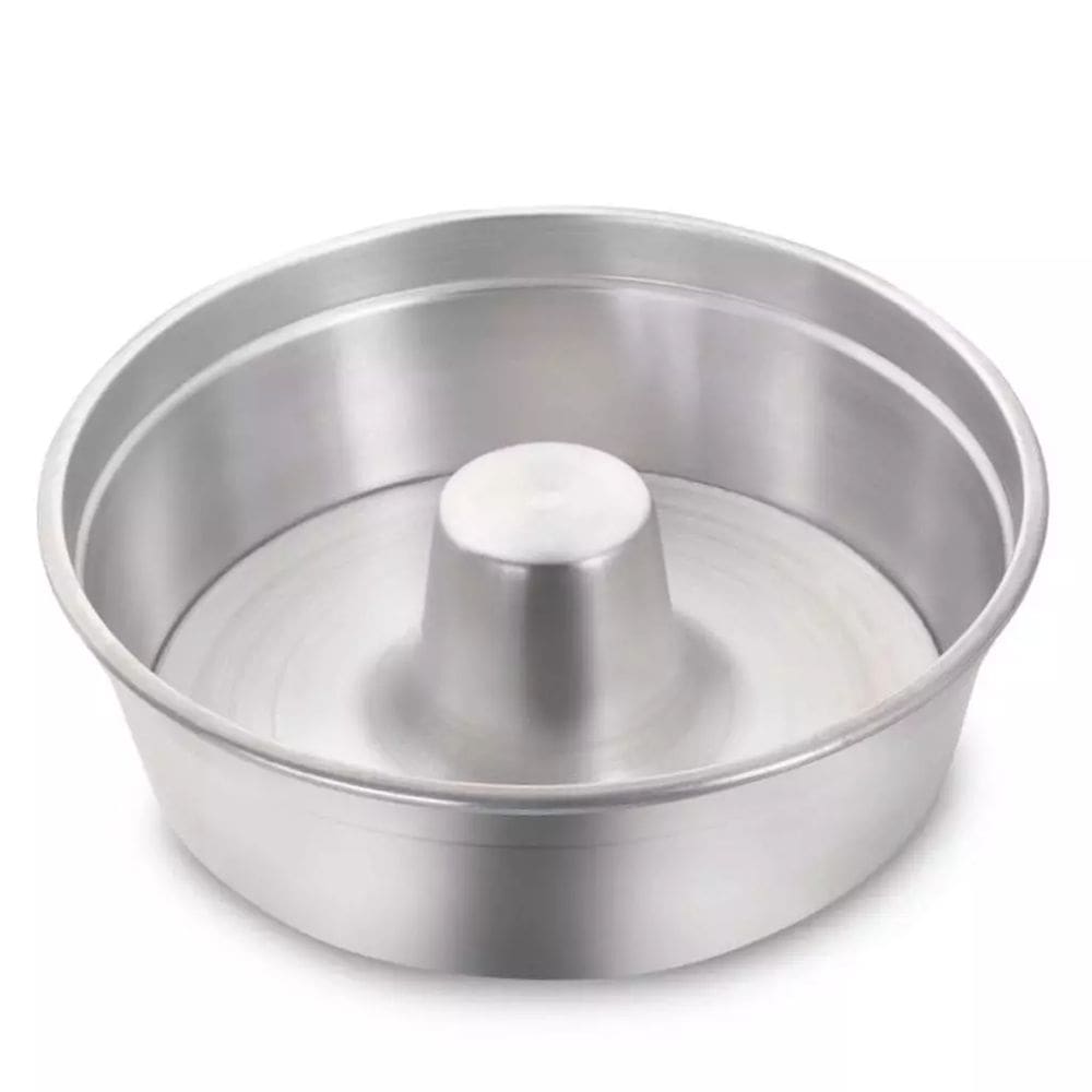 Forma Assadeira Redonda Para Bolo Tortas e Pudim Com Canudo 22cm em Aluminio