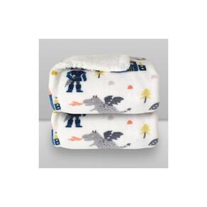 Cobertor Donna Laço Bebê Plush Print com Sherpa Knight