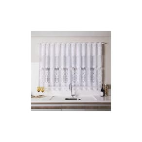 Cortina para Cozinha Interlar 220x120 cm Renda Arabesco Branca