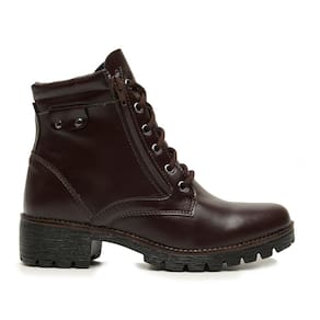Bota Coturno Feminina Br2 C/ Zíper Lateral Confortável Cafe