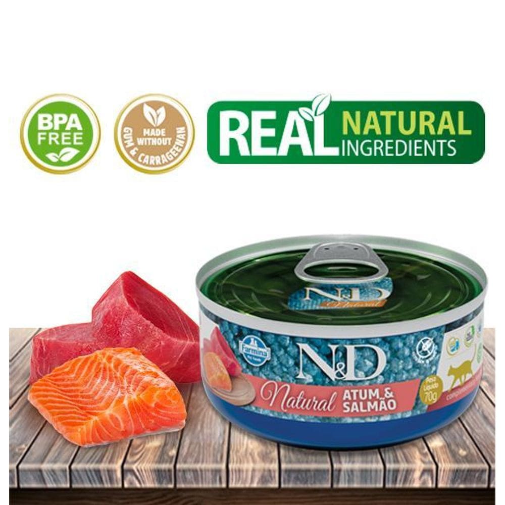 Ração Úmida N&D Natural Atum E Salmão Gatos Adultos - 70Gr