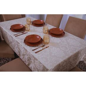 Toalha Mesa Jacquard 8 Lugares 1,35x2,60 Bege