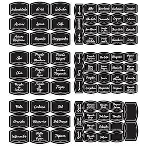 Kit 82 Etiquetas Alimentos E Pote Temperos Adesivo Preto