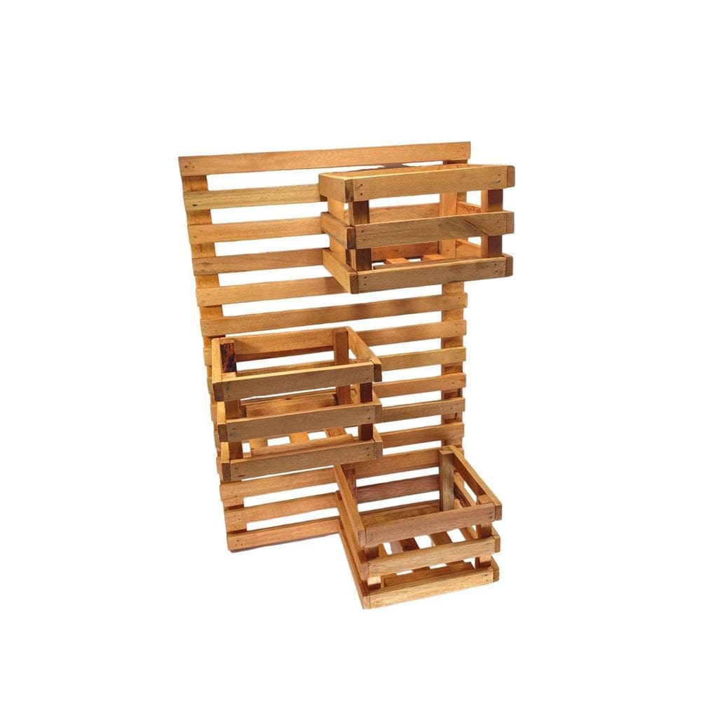 Jardim Vertical 60 X 40 Painel Madeira 2 Cachepots 27X14
