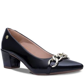 Scarpin Feminino Salto Grosso Corrente