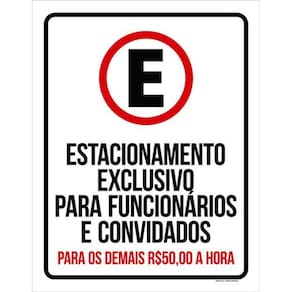 Kit 5 Placas Estacionamento Funcionários E Convidados 36X46