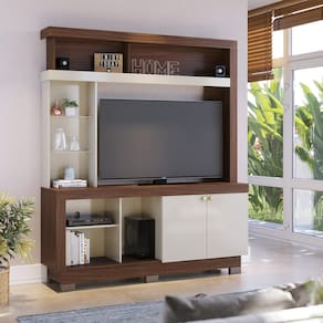 Estante 160 Cm para TV 50` Valença Nogueira Real Off White Colibri