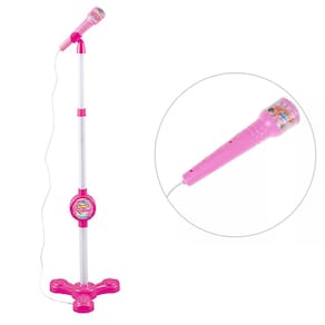 Microfone Karaoke com Pedestal Use no Celular Cantar Criança Musica Menina