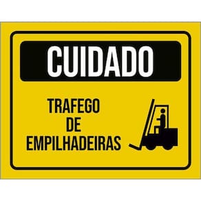 Kit 5 Placas Cuidado Trafego Empilhadeiras Amarela 36X46