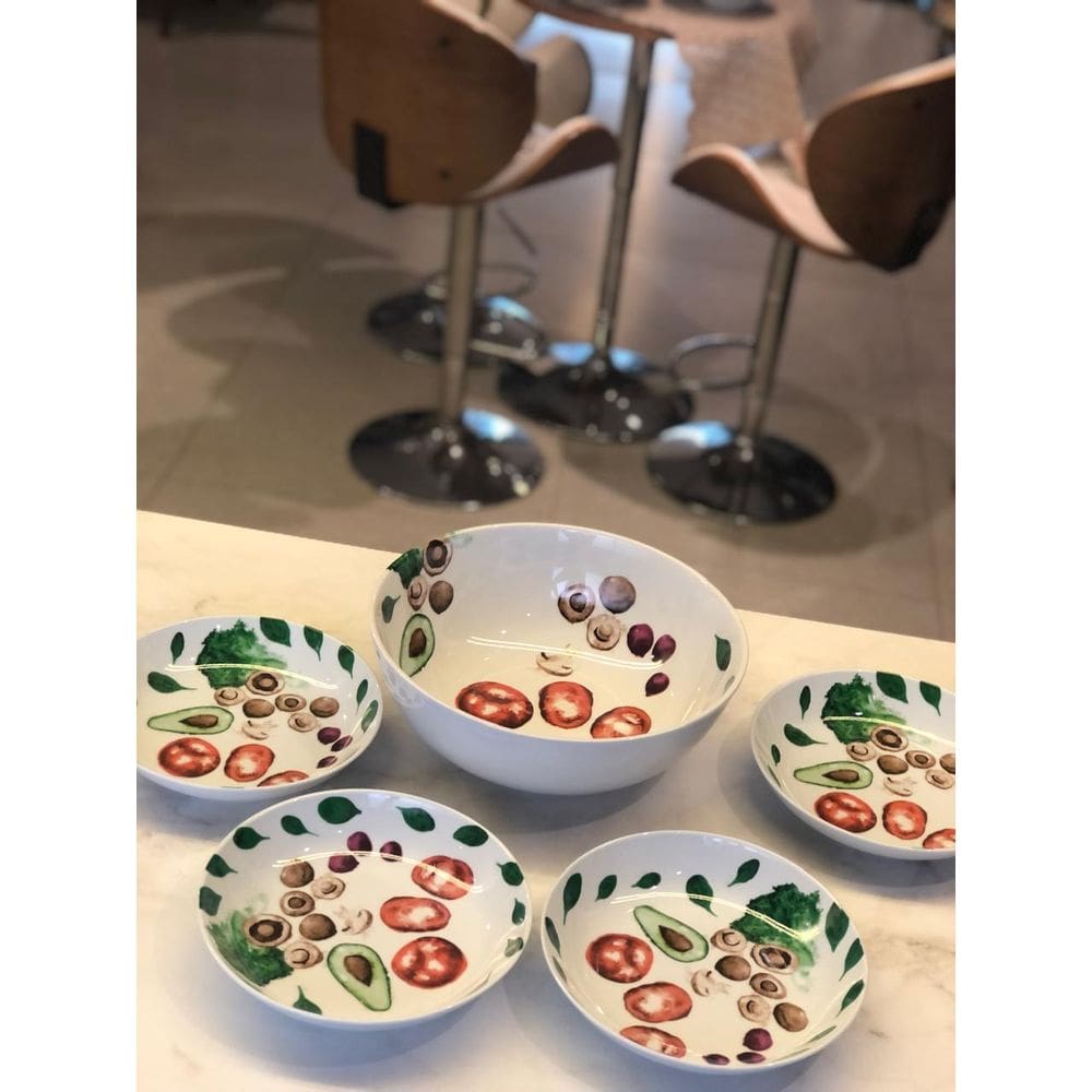 Jogo para salada em porcelana 5 peças- L hermitage
