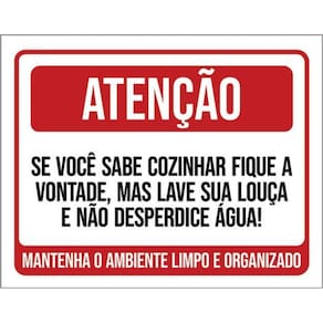 Kit 3 Placas Atenção Sabe Cozinhar Lave Louça Desperdice