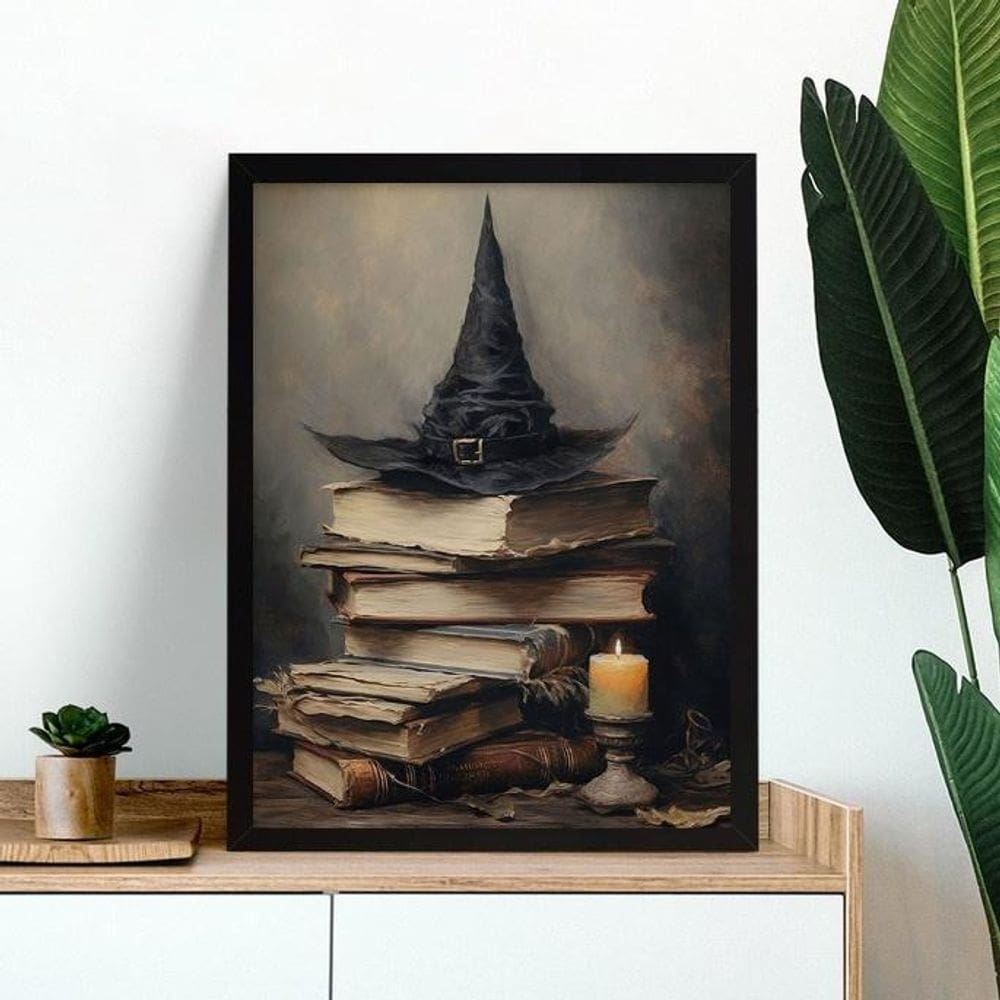 Quadro Decorativo Chapéu De Bruxa 45X34Cm