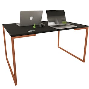 Mesa Escrivaninha Adele 90cm Tampo Preto Base Bronze - Montanaris Decor