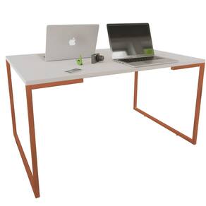 Mesa Escrivaninha Adele 120cm Tampo Branco Base Bronze - Montanaris Decor