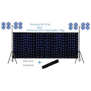 Pedestal Tripé Gol Iluminação Dj+Barra P/Cortina De Led+Bag