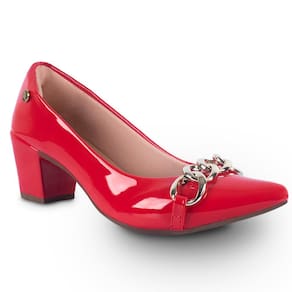 Scarpin Feminino Salto Grosso Corrente