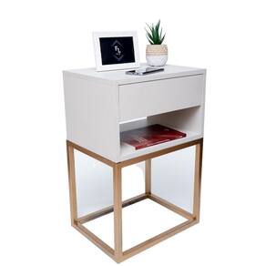 Mesa Cabeceira Industrial 30 Base Dourada - Enviamos Montado