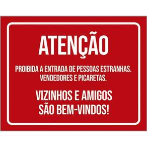Kit 5 Placas Proibida Entrada Vizinhos Amigos São Bem Vindos
