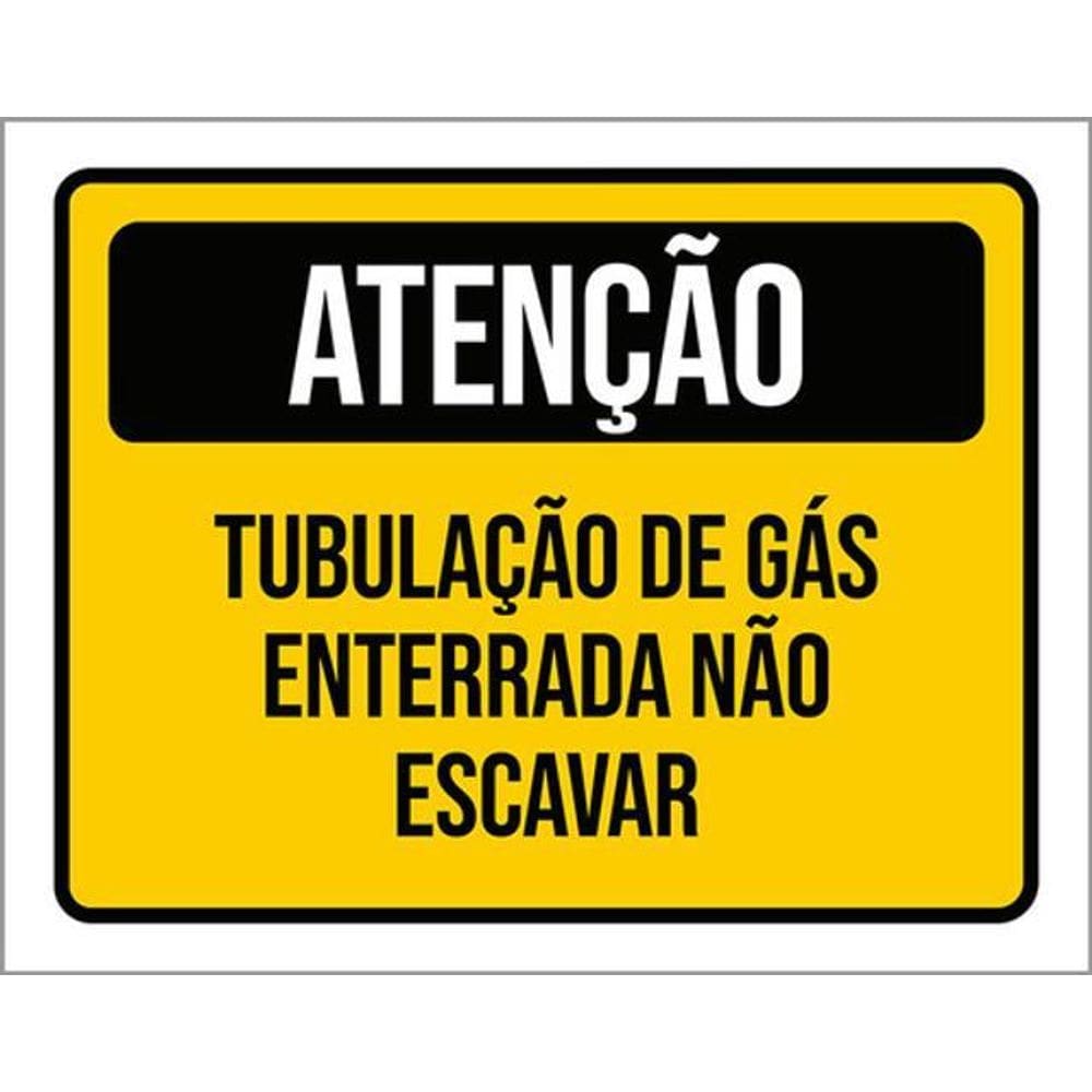 Kit 5 Placas Atenção Tubulação De Gás Enterrada Não Escavar