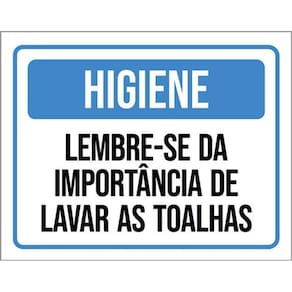 Kit 5 Placas Higiene Lembre-Se Importância Lavar Toalhas