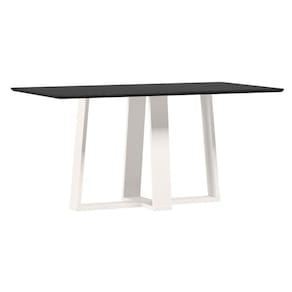 Mesa de Jantar Rubi 160x90 cm com Vidro Off White Preto - New Ceval