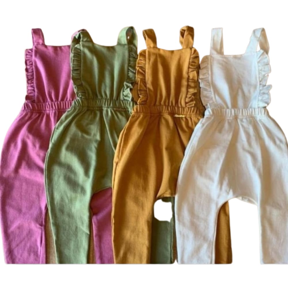 Jardineira com babado -  luxo modinha bebê