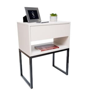 Mesa Cabeceira Industrial Eco 40 Base Preta Enviamos Montado