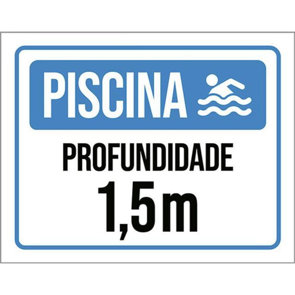 Kit 3 Placas Sinalização - Piscina Profundidade 1M5
