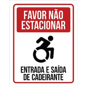 Kit 5 Placas Favor Não Estacionar Entrada E Saída Cadeirante