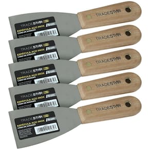 Kit 5 Espátula 6 Cm Aço Inox Multiuso Chapa Gesso Drywal
