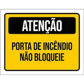 Kit 3 Placas Sinalização Atenção Porta Incêndio Não Bloqueie