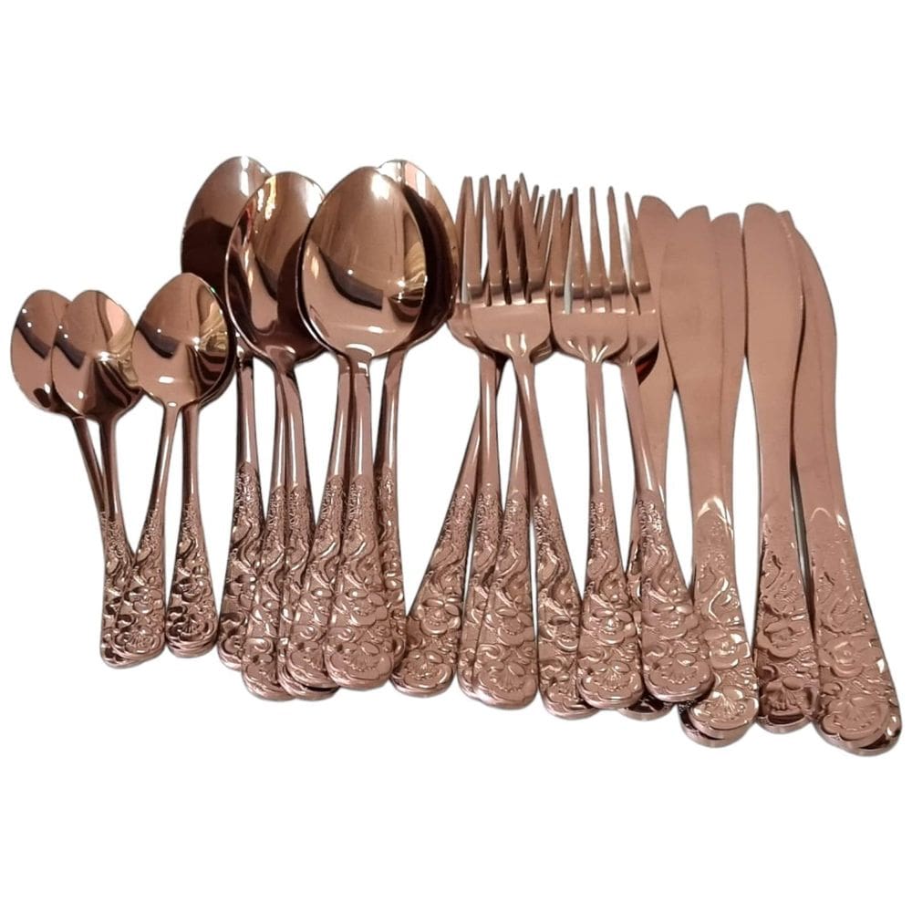 Faqueiro Talheres Rose Gold de Luxo Super Trabalhado 24 Pçs