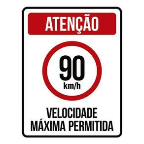Kit 5 Placas Velocidade Máxima 90Km Máximo 36X46