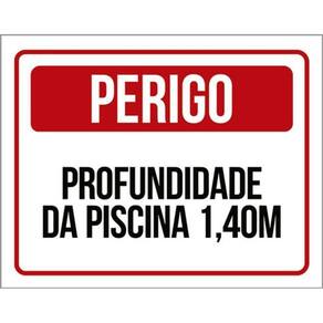 Kit 3 Placas Sinalização - Perigo Profundidade Piscina 1M40