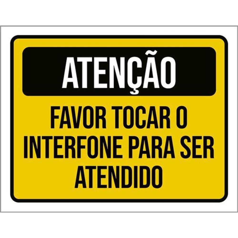 Kit 5 Placas Atenção Favor Tocar Interfone Ser Atendido