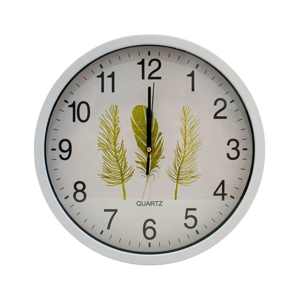 Relógio Parede Pena Dourada 30Cm - Casambiente Relo027-Pena