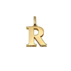 Pingente Letra R Galeria Em Ouro 18K