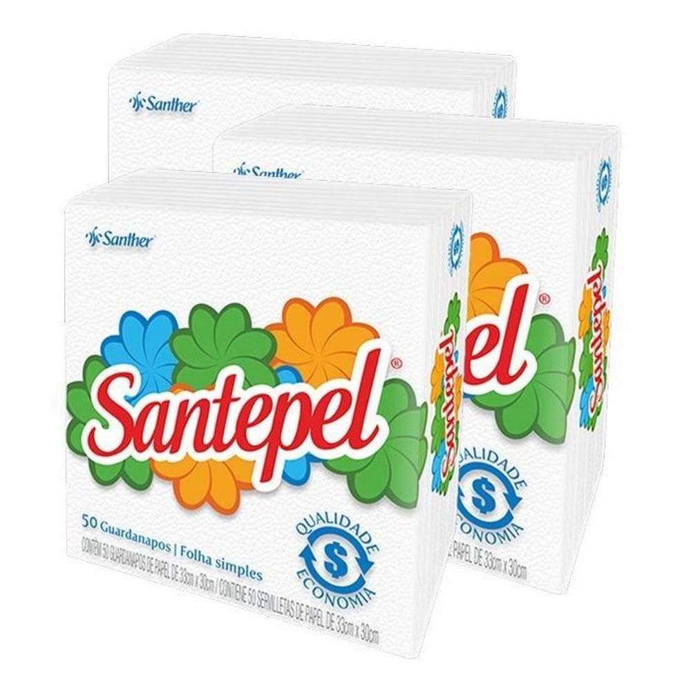 Guardanapo Santepel 50 Folhas Simples 24X22 Kit 3