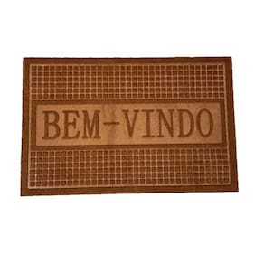 Tapete Capacho Porta Entrada Antiderrapante Bem Vindo Marrom