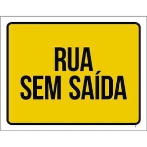 Kit 5 Placas Sinalização - Amarela Rua Sem Saída