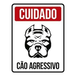 Kit 3 Placas Cuidado Cão Agressivo Vermelha 36X46