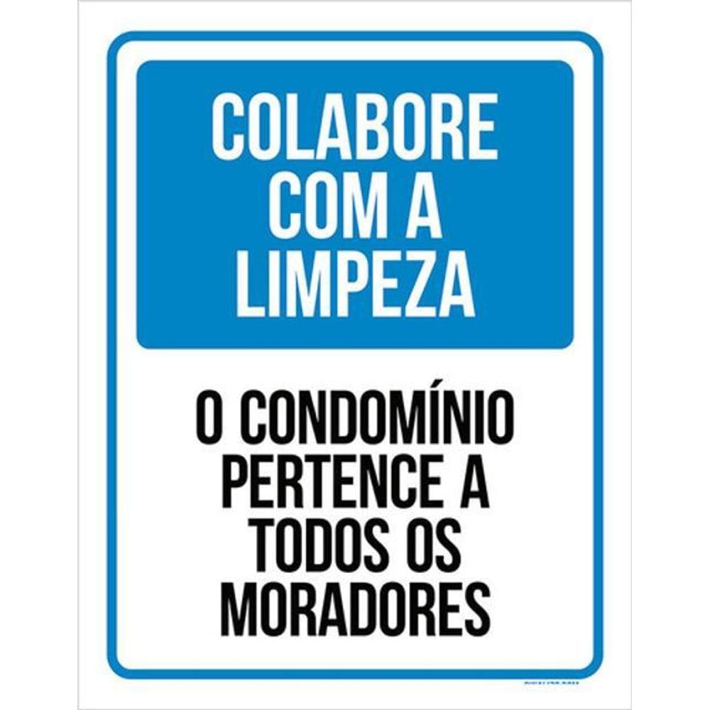 Kit 3 Placa Colabora Limpeza Condomínio Moradores 36X46