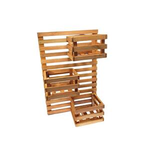 Jardim Vertical 60 X 50 Painel Madeira 3 Cachepots 16X18