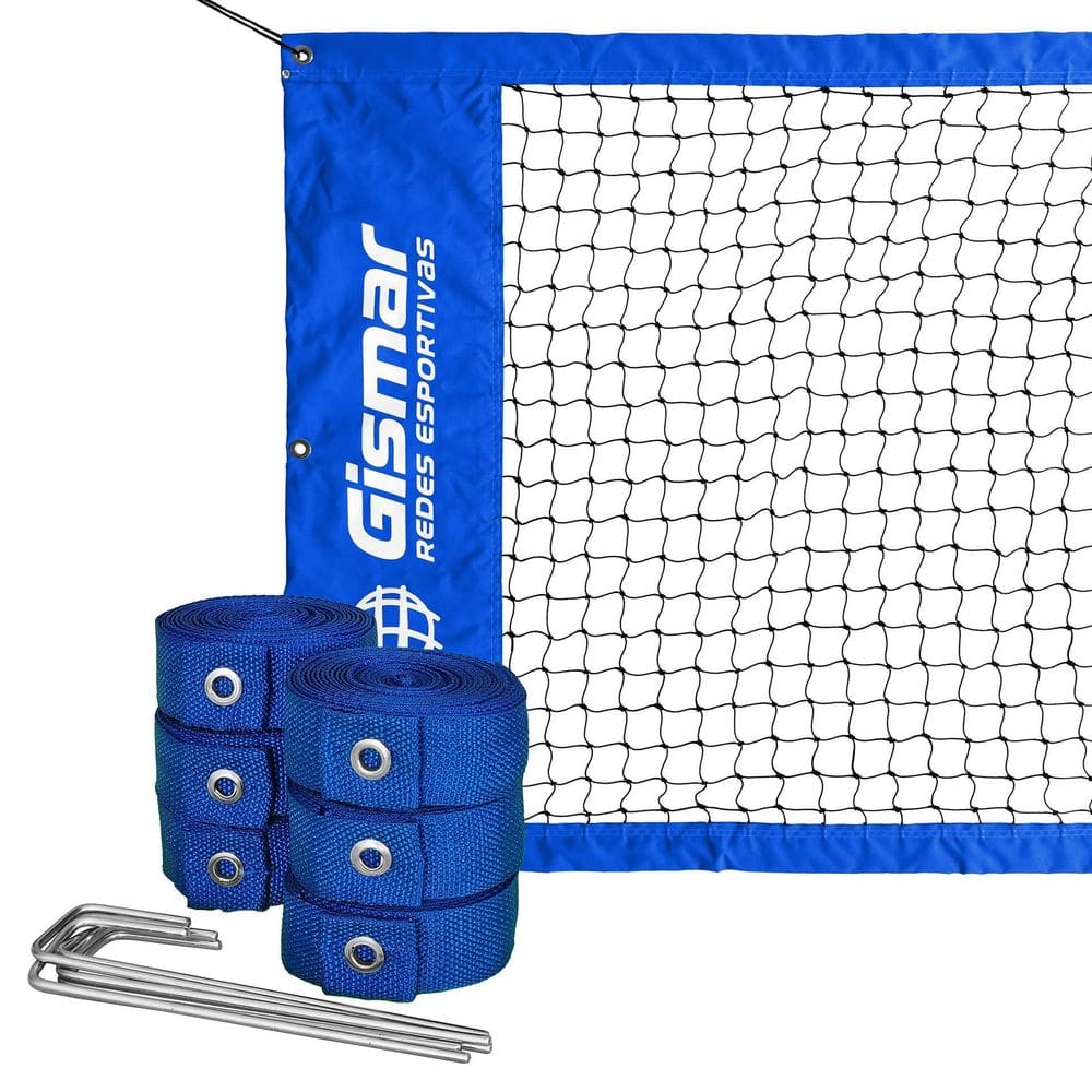 Kit Beach Tennis Azul - Rede Oficial Pro + Fita De Marcação