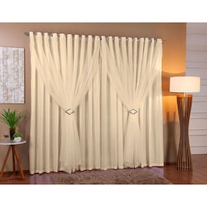 Cortina Voil Forro Microfibra Sala E Quarto 7,00X2,60 Palha