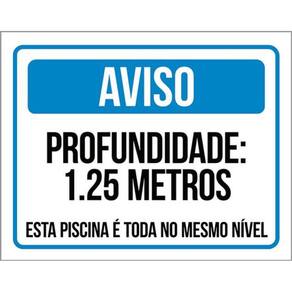 Kit 5 Placas Sinalização - Aviso Profundidade 1,25 Metros