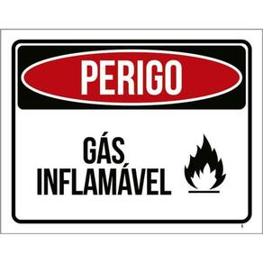 Kit 3 Placas Sinalização - Perigo Gás Inflamável