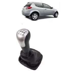 Coifa + Manopla Bola Câmbio Lente Prata Ford Ka 2008-2013