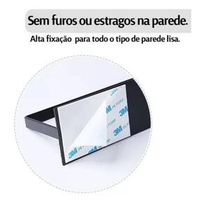 Suporte Toalha Papel Aluminio Filme Adesivo Sem Furo Preto